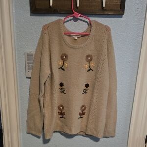 Chelsea & Violet Beige Floral Embroidered Sweater